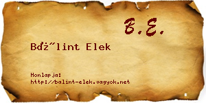 Bálint Elek névjegykártya